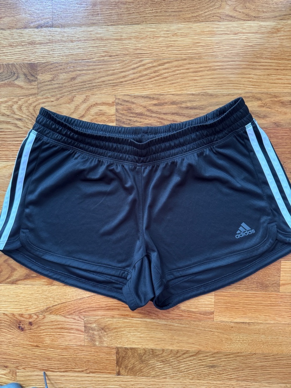 adidas Black Athletic Shorts with White Side Stripes